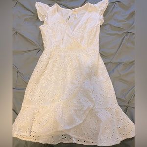 White floral V-neck sundress